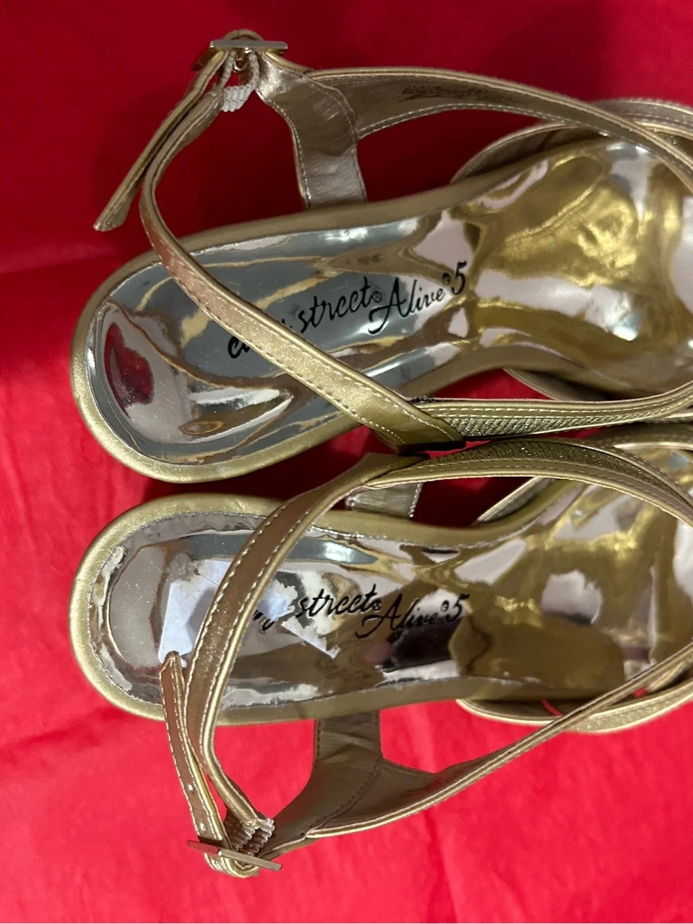 easy street Gold Metallic Strappy Heels